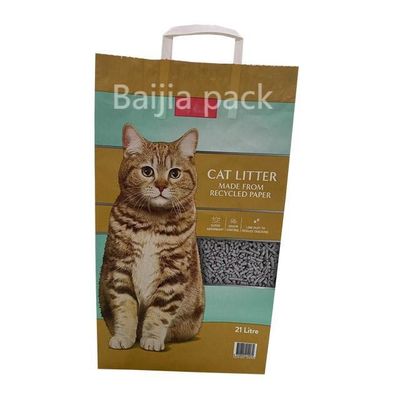 Embalagem de sacos de papel kraft de lixo de gato 1,5-10 l Tamanho impresso sob medida