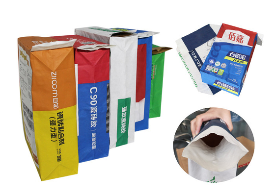 saco impresso costume da válvula do saco de papel de 15kg Multiwall Kraft para o bloco do papel do cimento