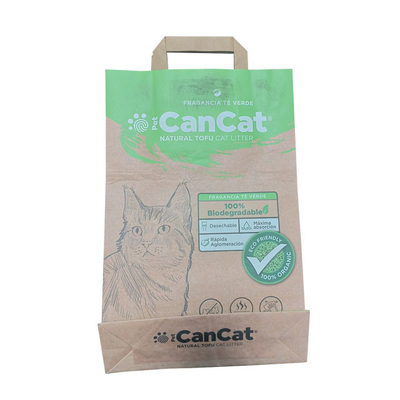 Sacos de papel biodegradáveis de Kraft para Cat Litter Packaging Custom Print