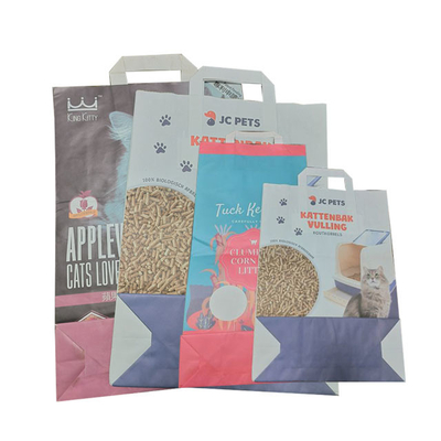 saco de papel impresso feito sob encomenda de 5kg 10kg com o Tofu vazio Cat Litter Bag do punho
