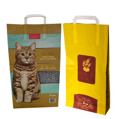 Sacos de papel biodegradáveis impressos feitos sob encomenda de ISO9001 6L 10L para Cat Litter Packaging