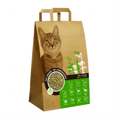 Sacos de papel biodegradáveis impressos feitos sob encomenda de ISO9001 6L 10L para Cat Litter Packaging