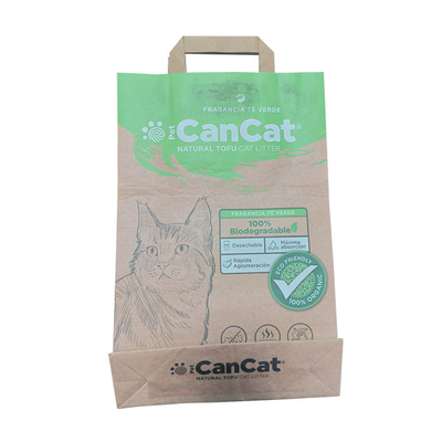 Tofu Multilayer biodegradável Cat Litter Packaging Bag dos sacos de papel 5kg de Kraft