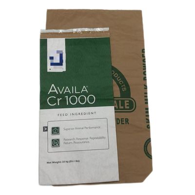 Saco de papel de selos térmicos de logotipo personalizado Saco de papel de paredes múltiplas branco marrom