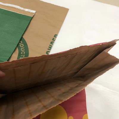 Saco de papel de selos térmicos de logotipo personalizado Saco de papel de paredes múltiplas branco marrom