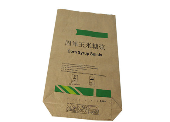 Saco de papel biodegradável imprimindo feito sob encomenda inferior do quadrado para o amido de milho de empacotamento