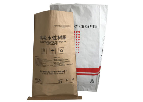 saco de papel branco de Brown Kraft da dupla camada de 15kg 20kg 25kg para empacotar