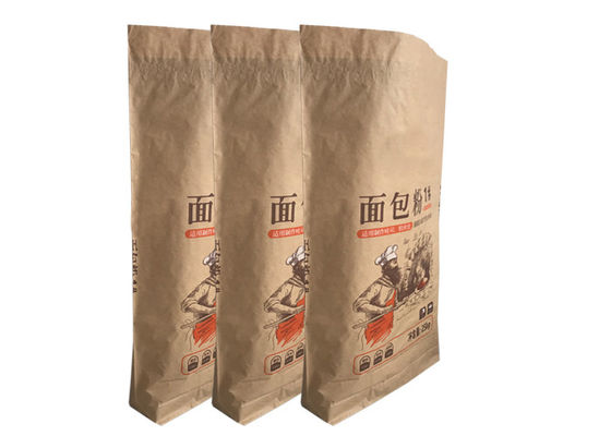 saco de papel de empacotamento do produto comestível da proteção da umidade dos sacos de papel de 25kg Multiwall Kraft