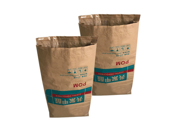 sacos de papel de embalagem de Brown dos sacos de papel de Multiwall do mecanismo 25kg