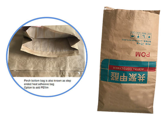 sacos de papel de embalagem de Brown dos sacos de papel de Multiwall do mecanismo 25kg