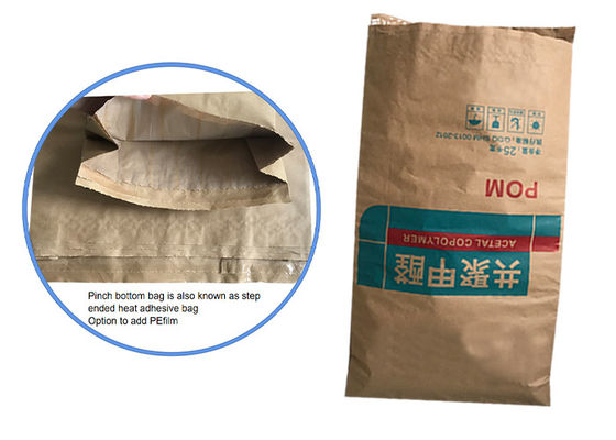 Sacos de papel abertos biodegradáveis da boca das duplas camada 60gsm com parte inferior da pitada