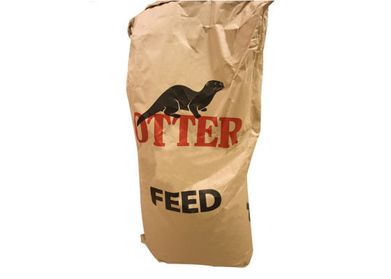 Sacos de papel feitos sob encomenda do logotipo 25kg Multiwall Kraft para a farinha de peixes da alimentação animal de embalagem