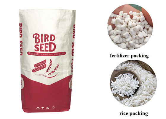 Sacos de papel feitos sob encomenda do logotipo 25kg Multiwall Kraft para a farinha de peixes da alimentação animal de embalagem