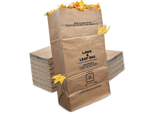 Saco de lixo de papel kraft ecológico compostável marrom camada dupla