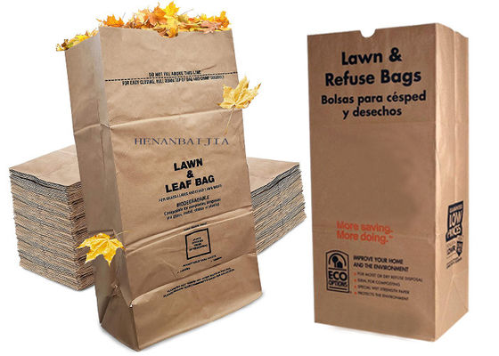 Os grandes sacos de papel biodegradáveis da folha do gramado forram o saco de papelada Compostable da jarda do lixo