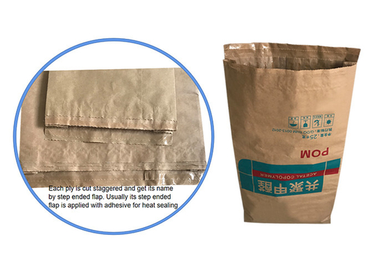 Calor branco do papel de embalagem de Multiwall do produto comestível de Brown - sacos selados para o empacotamento da gelatina