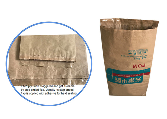 25kg 20kg 2 de 3 camadas + forros do PE de Multiwall dos sacos de papel de Brown de papel de embalagem sacos da camada ou