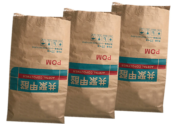 Saco de embalagem de papel Kraft para produtos alimentícios com selo térmico 25kg 50kg aceito personalizado