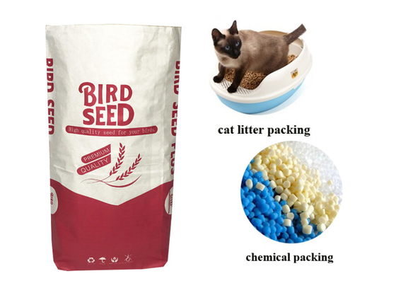 Saco de papel inferior liso de Kraft de 3 camadas para o empacotamento químico dos materiais do carvão vegetal